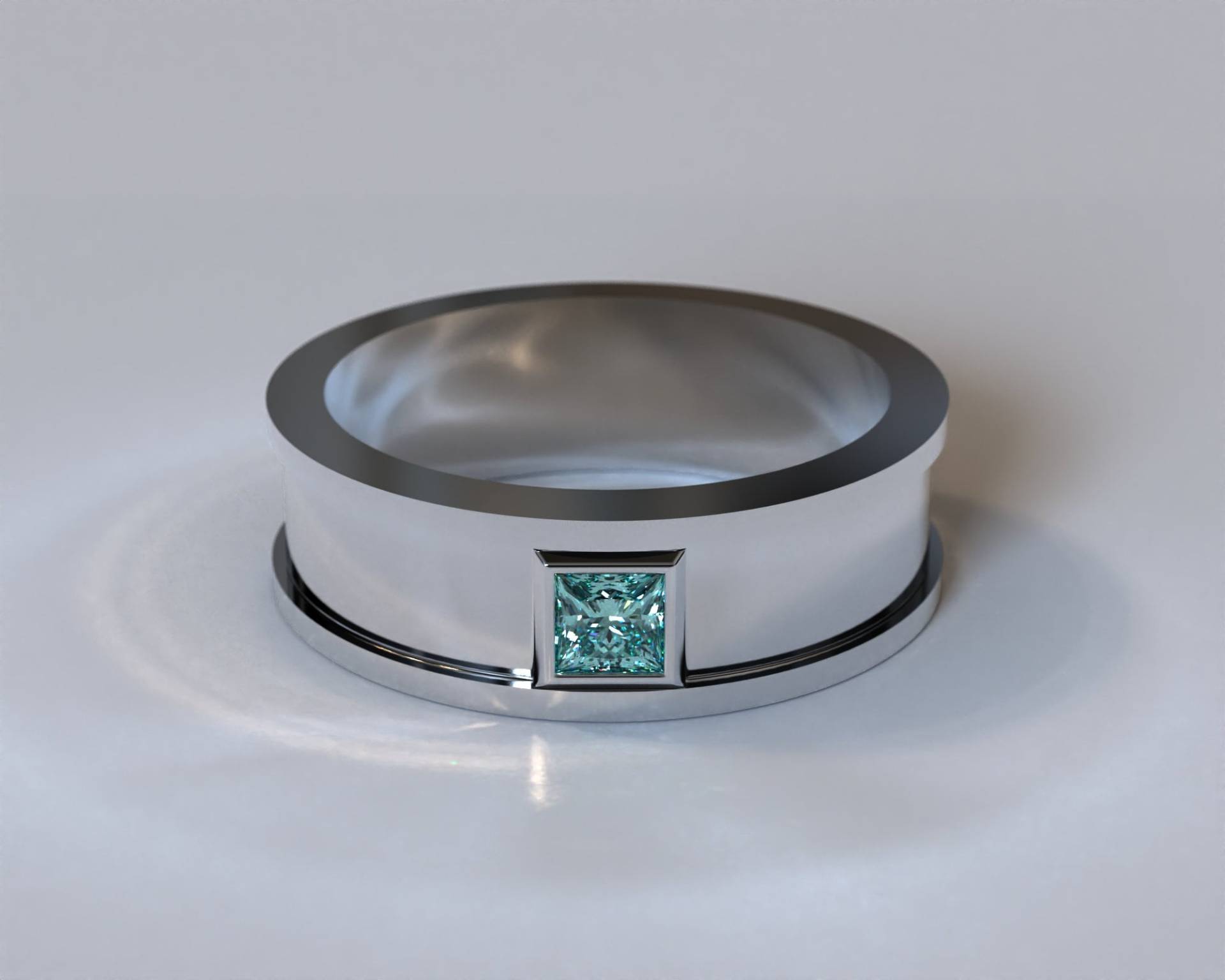 Blauer Diamant Ehering/Herren Weißgold von Vidarjewelry