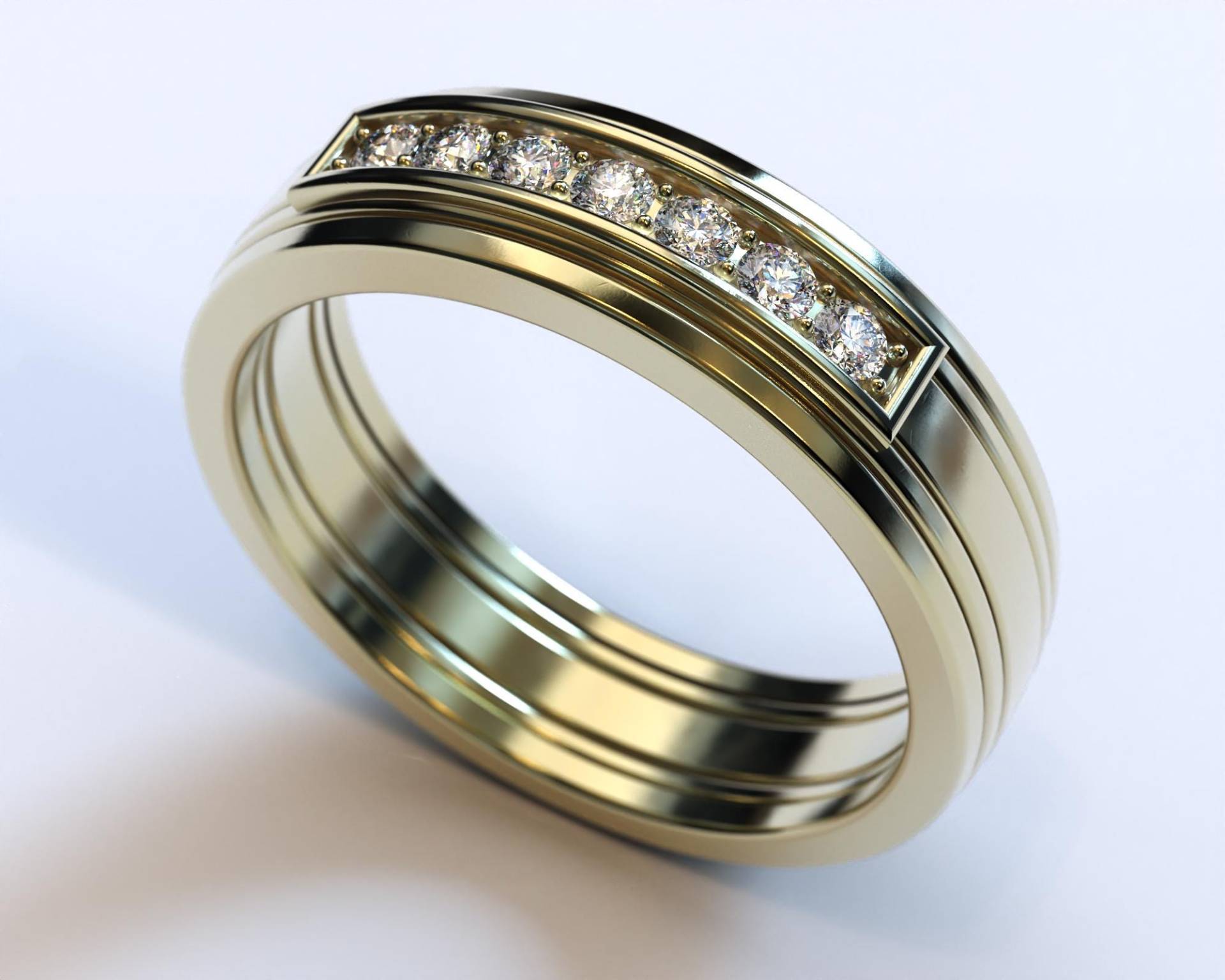 Diamant Ehering/Gold Kanal Nut Ring Einzigartige Herren von Vidarjewelry