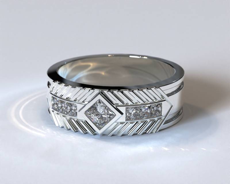 Diamant Ehering/Weißgold Herrenring Einzigartige von Vidarjewelry