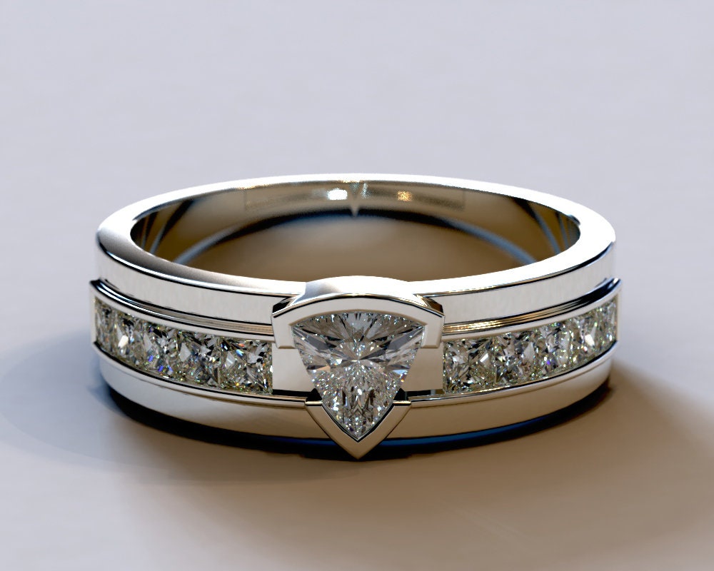 Diamant Ehering/Weißgold Herrenring Einzigartiger von Vidarjewelry