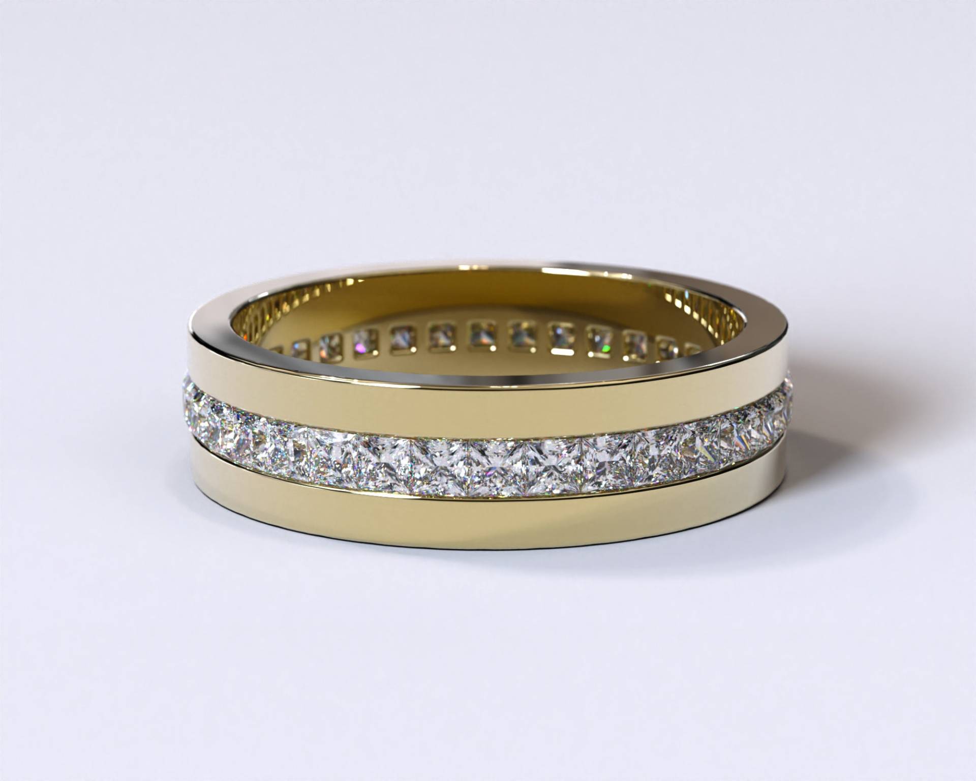 Diamant Gold Herren Ehering Quadrat Schnitt von Vidarjewelry