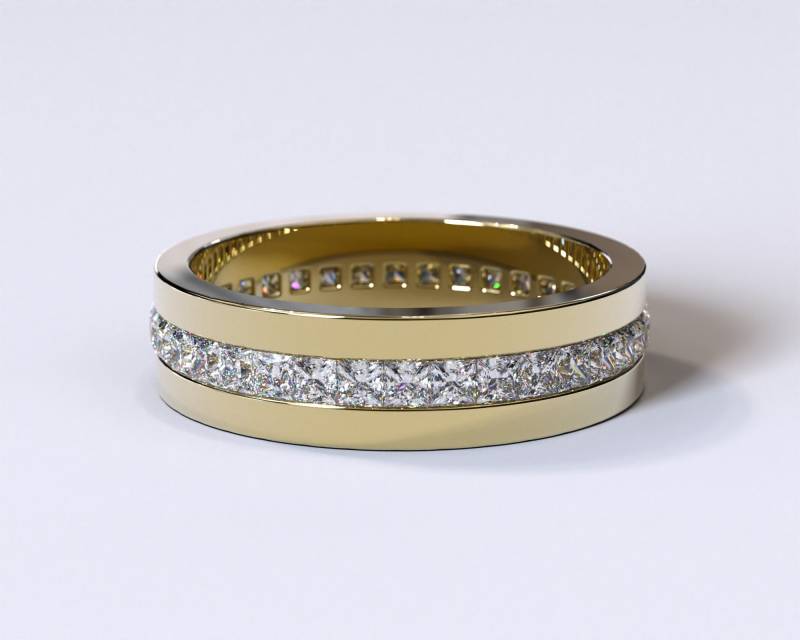 Diamant Gold Herren Ehering Quadrat Schnitt von Vidarjewelry