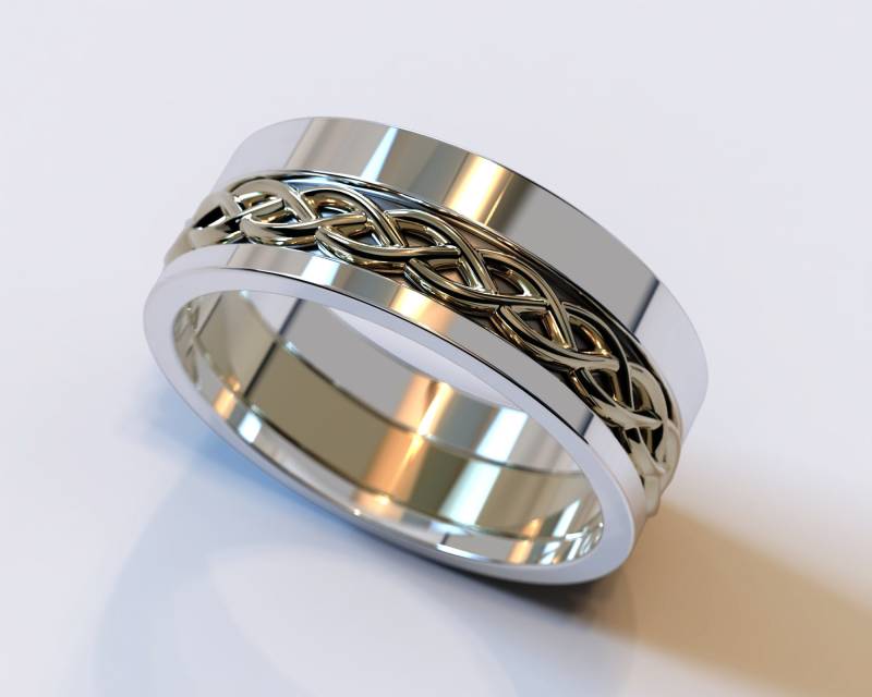 Dreifarbiges Gold Band/Herrenring Einzigartiger Ehering Handgemacht von Vidarjewelry