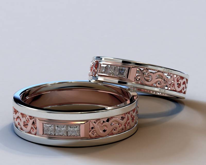 Eheringe Roségold Mit Diamanten, Partnerringe, Handgemachter Schmuck Für Sie Und Ihn von Vidarjewelry