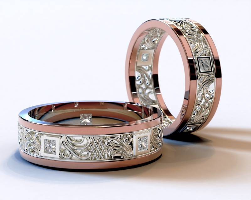 Eheringe Set, Diamant Trauringe, Hochzeitsringe, Silberring Silber, 2 Ringpaar von Vidarjewelry