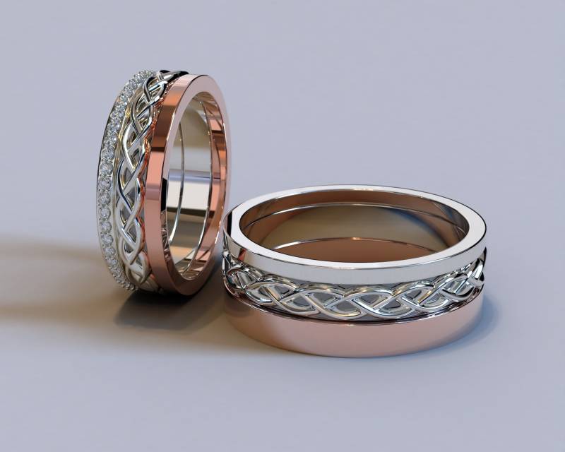 Eheringe Set His & Hers/Einzigartige Ringe Für Paare Verlobungsringe Edelschmuck von Vidarjewelry