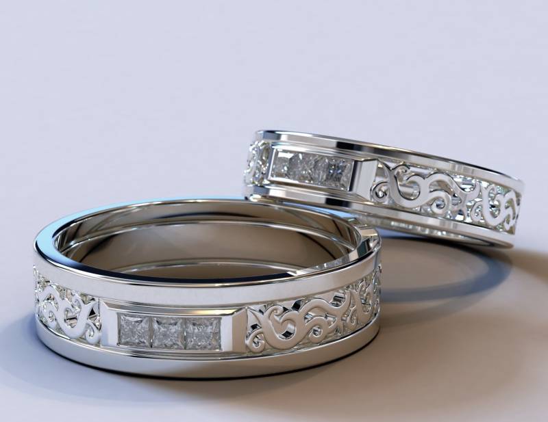 Eheringe Weißgold/Set Ehering 2Er Für Sie Und Irbis Hochzeitsring Silber von Vidarjewelry