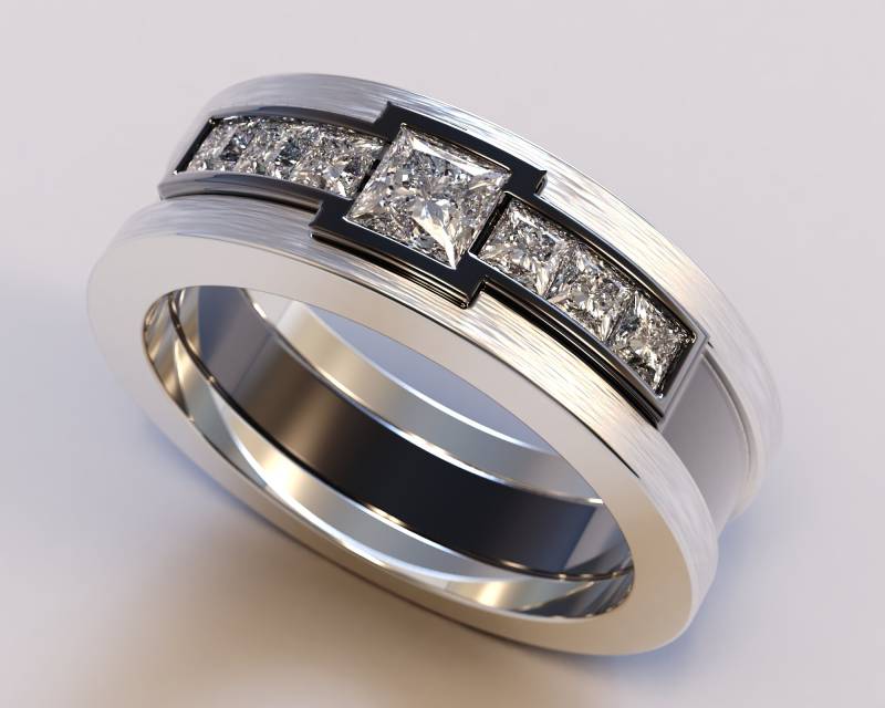 Einzigartiger Herren Ehering/Zweifarbiger Gold Diamant Ring Herrenring Aus Gebürstetem Schwarzem von Vidarjewelry