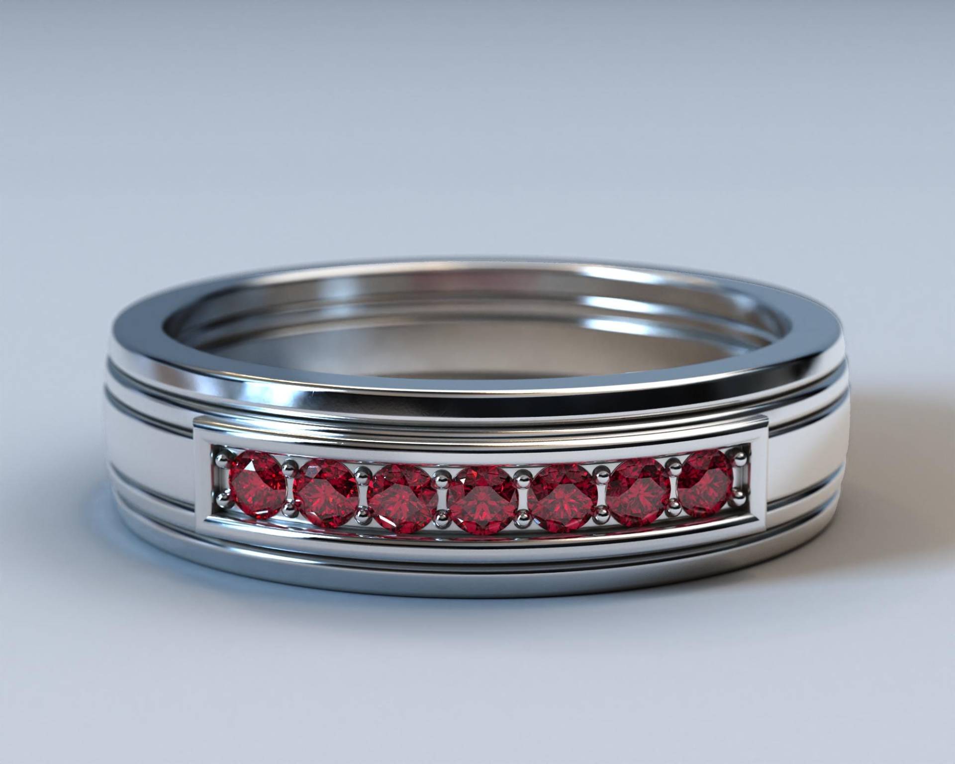 Herren Rubin Ring/Ehering Weißgold Männer Einzigartiger Herrenring von Vidarjewelry