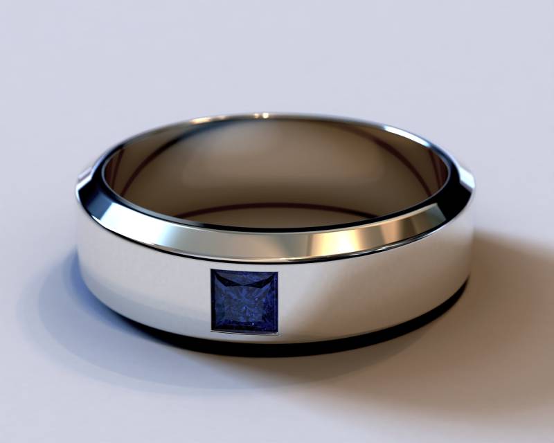 Mann Saphir Ehering/Weißgold Einzigartige Ring Blau Band Handgemachte Für Männer von Vidarjewelry