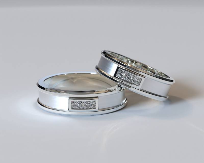 Passende Eheringe/Weißgold Unisex Trauringe Feiner Schmuck Paarringe von Vidarjewelry