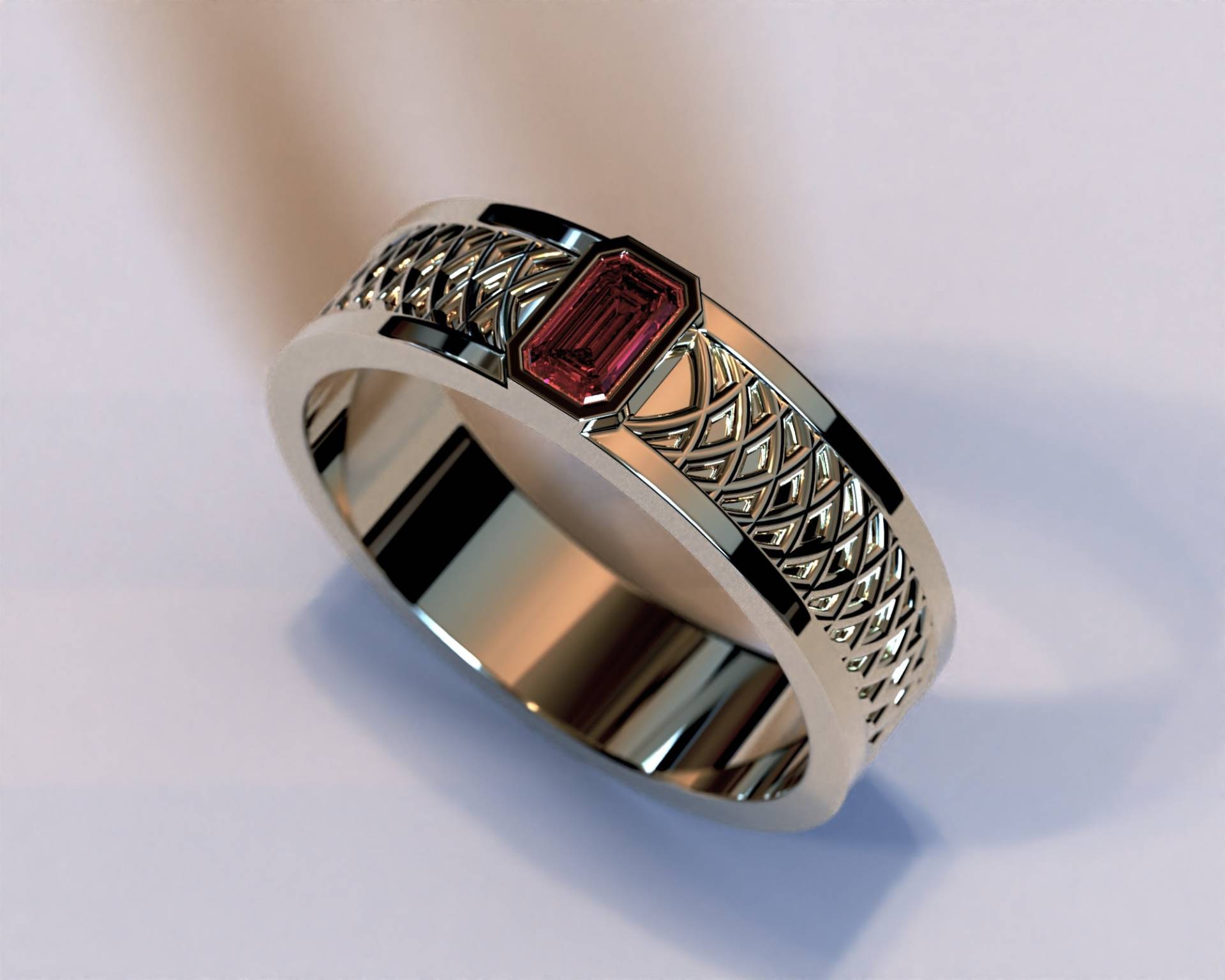 Rubin Ring Für Herren/Ehering Roter Gold Mit Gravur Herrenring von Vidarjewelry