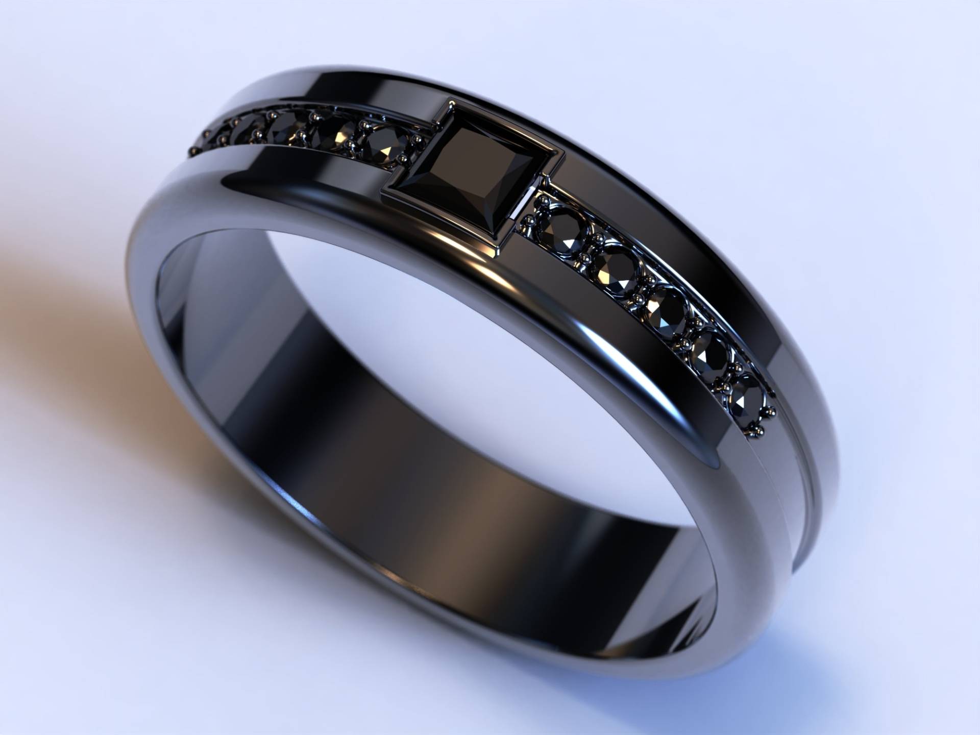 Schwarz Gold Herren Band/Lünette Ehering Diamant Einzigartiger Hochzeitsring Für Männer Sein von Vidarjewelry