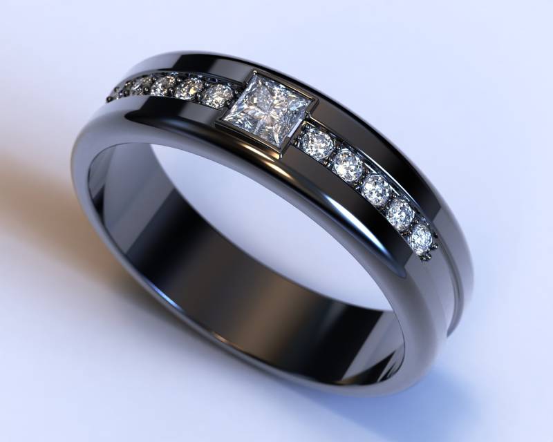 Schwarz Gold Herren Ehering/Diamant Schwarzer Herrenring Mit Einzigartiger von Vidarjewelry