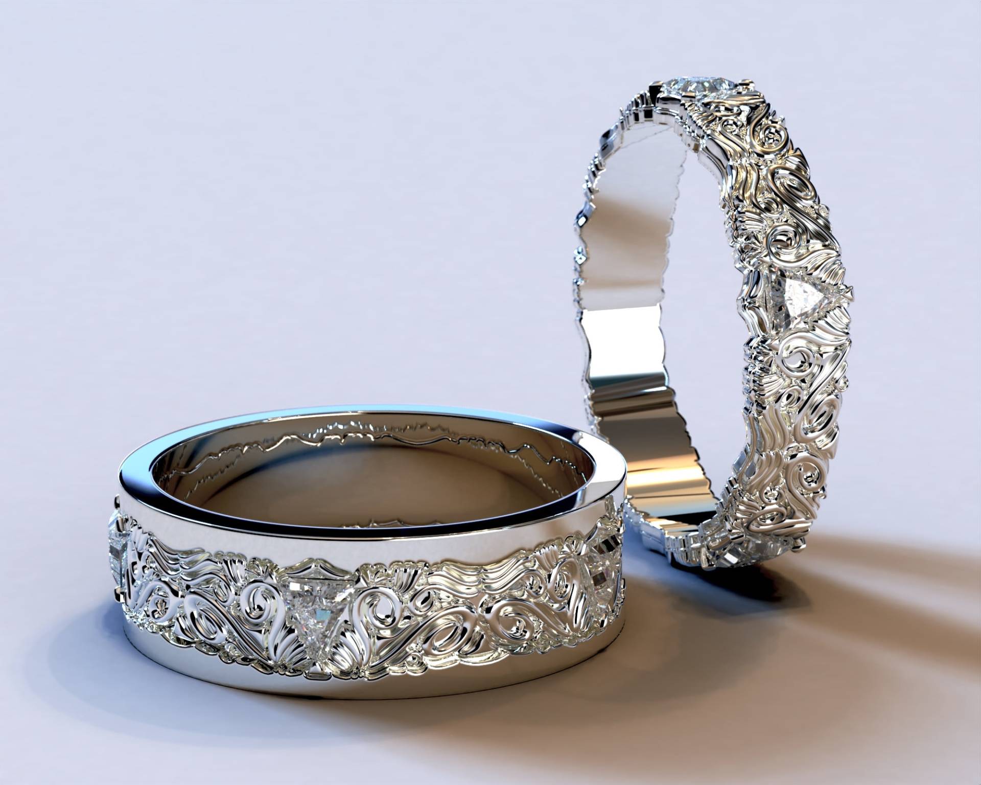 Seine Und Sie Eheringe Mit Diamanten/Benutzerdefinierte Ringe Weißgold Paare Versprechen Filigrane von Vidarjewelry