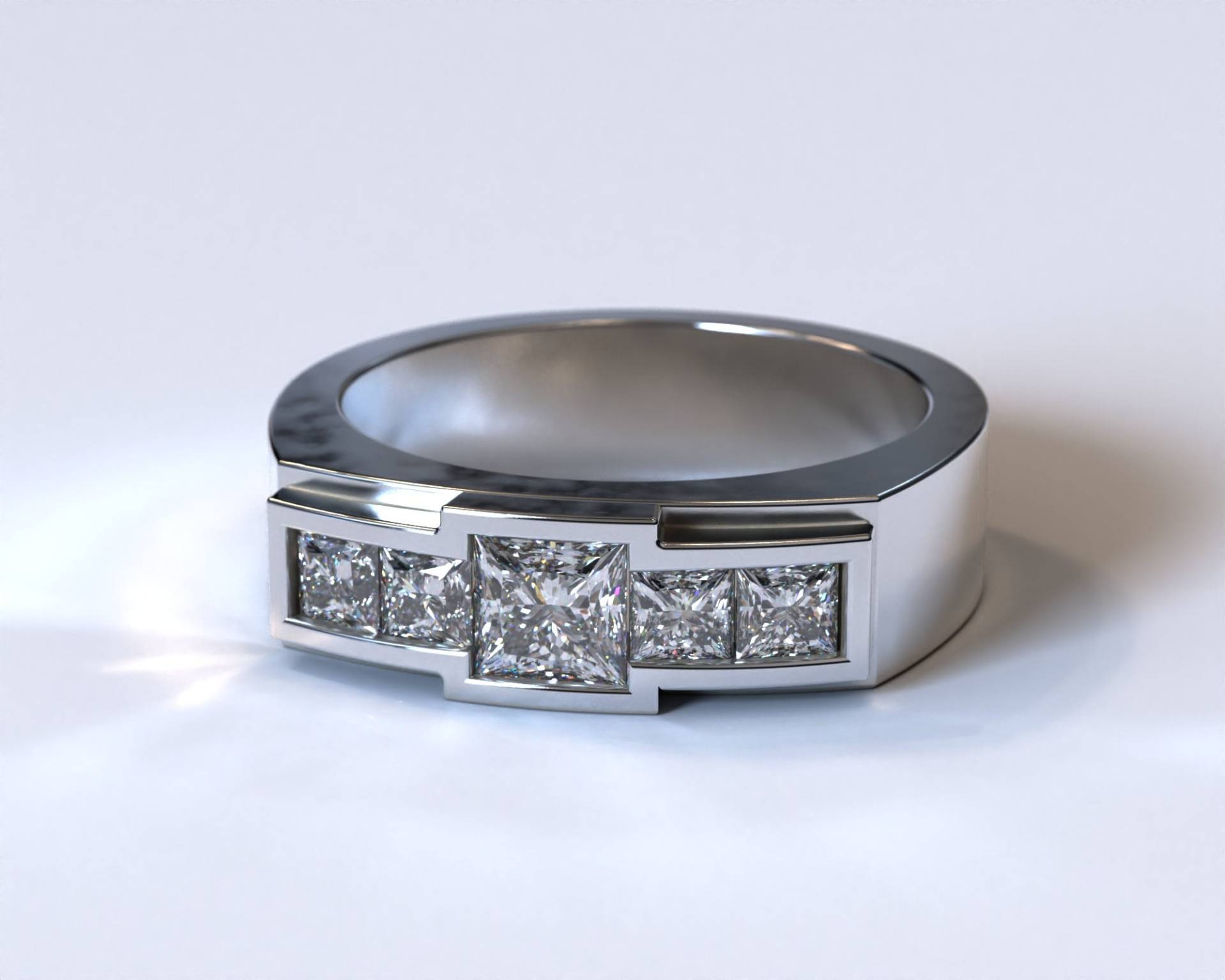 Weißgold Ehering/Diamant-Ehering Für Männer Breiter Weißgoldring von Vidarjewelry