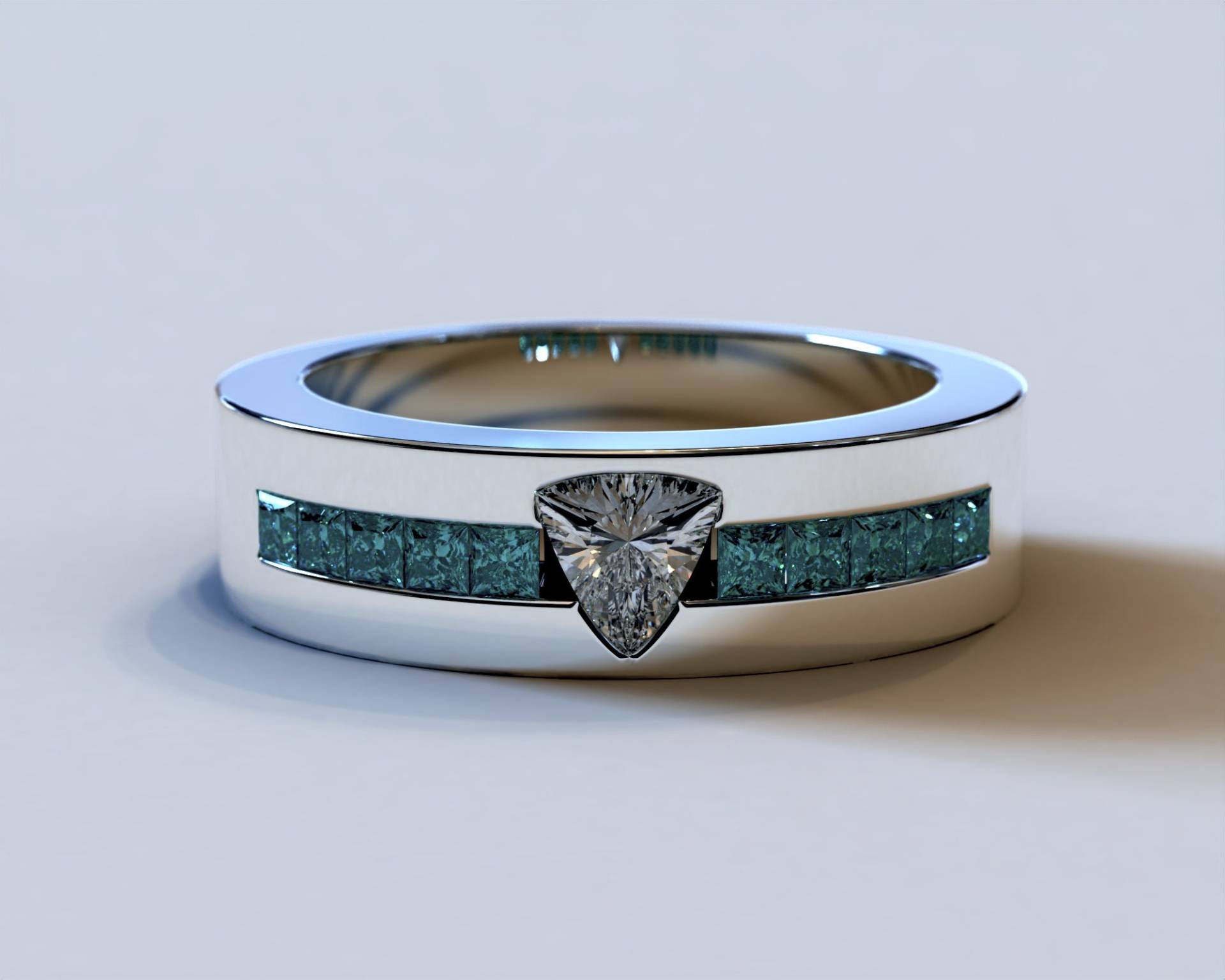 Weißgold Ehering/Herren Diamant Band Einzigartiger Zeitloser Ring von Vidarjewelry