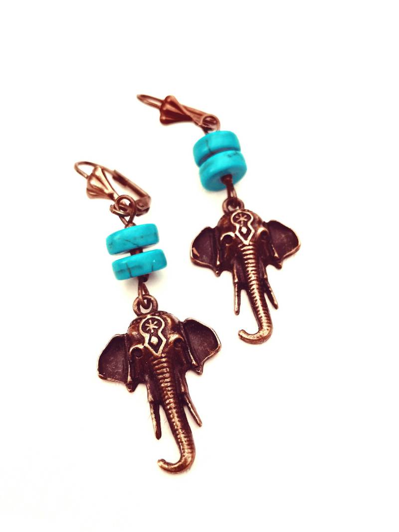 Glückselefant Und Türkis Tropfen Ohrringe Messing Bronze Vintage Stil Antikschmuck Geschenk An Eine Freundin Glückselefant Und Türkis Tropfen Ohrringe Messing Bronze Vintage Stil Antikschmuck Geschenk An Eine Freundin von VidasJewels