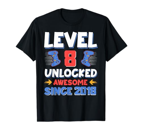 8 Year Old Boy Level 8 Unlocked Awesome 2018 Birthday T-Shirt von Video Game Birthday Gamer Apparel 2026