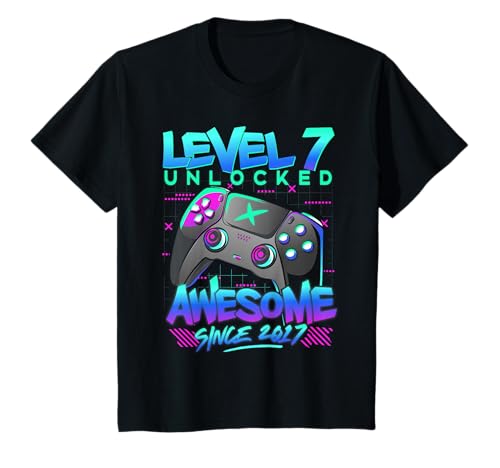 Kinder Level 7 Unlocked Geburtstagsgeschenk für 7-jährige Jungen zum 7. Geburtstag T-Shirt Kinder Level 7 Unlocked Geburtstagsgeschenk für 7-jährige Jungen zum 7. Geburtstag T-Shirt von Video Game Birthday Shirts Gaming Party Outfit