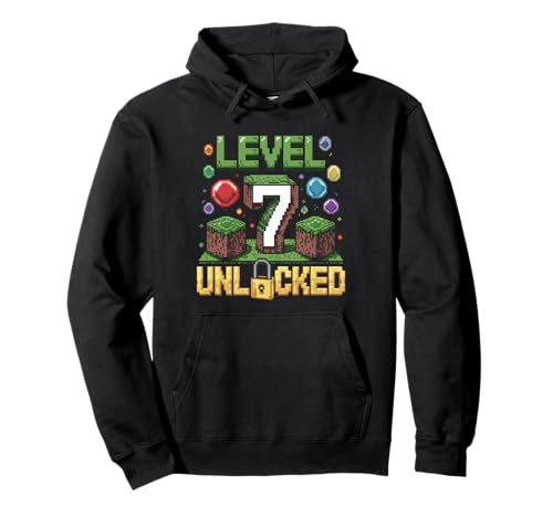 Geburtstag Kinder Shirt Level 7 Freigeschaltete Spiele Pullover Hoodie von Video Game Outfit 7th Birthday 7 Year Old Gamers
