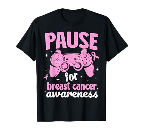 Pause zur Sensibilisierung für Brustkrebs für Jungen, Gamer für Kinder T-Shirt von Video Game Themed Breast Cancer Awareness Month Co