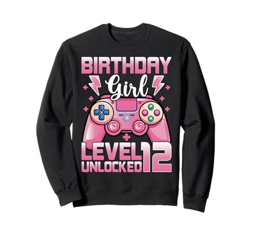 12th Birthday Girl Level 12 Unlocked Video Gamer Girls Sweatshirt von Video Gamer 12th Birthday Gifts Co.