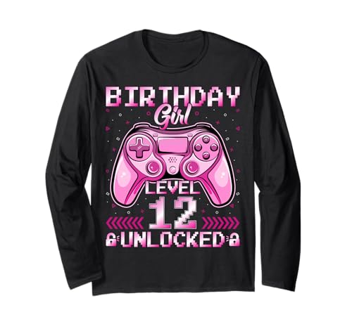 Birthday Girl Level 12 Unlocked Video Gamer 12th Birthday Langarmshirt von Video Gamer 12th Birthday Gifts Co.