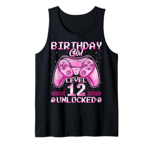 Birthday Girl Level 12 Unlocked Video Gamer 12th Birthday Tank Top von Video Gamer 12th Birthday Gifts Co.