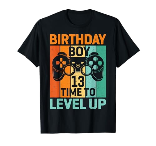 Retro Birthday Boy 13 Time to Level Up Gamer 13 Years Old T-Shirt von Video Gamer 13th Birthday Gifts Co.