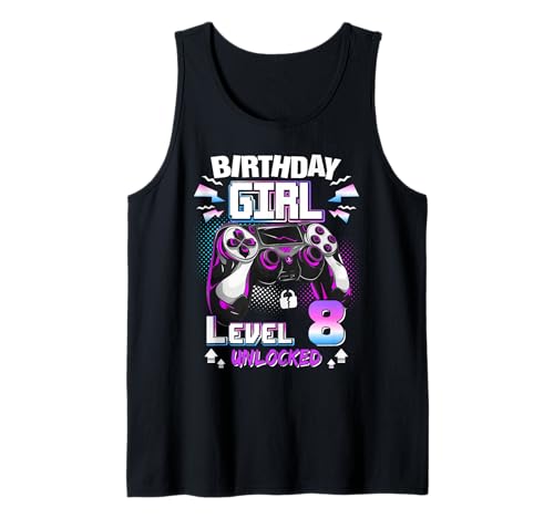 8. Geburtstag Mädchen Level 8 freigeschaltet 8 Jahre alt Tank Top von Video Gamer 8th Birthday Girls Level 8 Unlocked