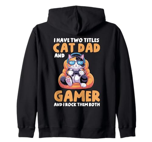 Cat Dad Gamer Lustiger Gaming-Vater Ich habe zwei Titel für Männer Kapuzenjacke Cat Dad Gamer Lustiger Gaming-Vater Ich habe zwei Titel für Männer Kapuzenjacke von Video Games Cat Lover Humor Cat Controller Tees