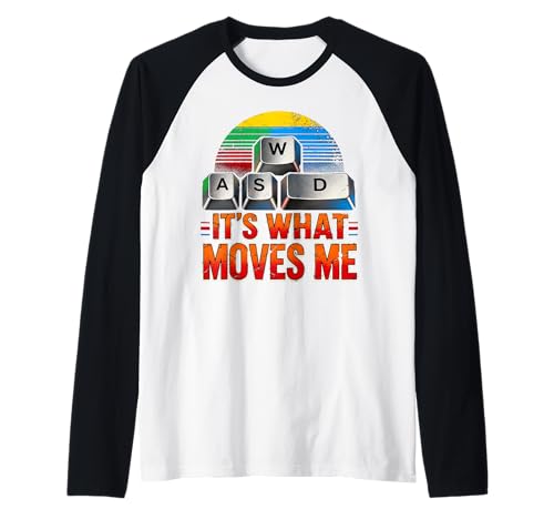 Men Boys Kids Funny PC Gamer Vintage WASD It's What Moves Me Raglan von Video Games Lover Gamer PC Gaming Nerds Geeks