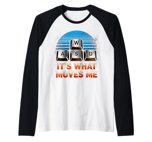 Men Boys Kids Funny PC Gamer Vintage WASD It's What Moves Me Raglan von Video Games Lover Gamer PC Gaming Nerds Geeks