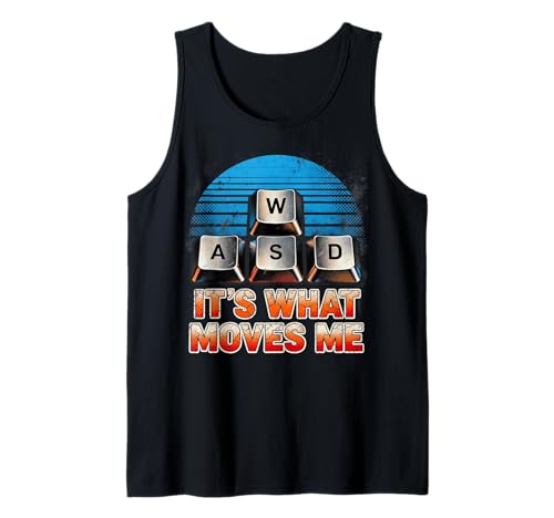 Men Boys Kids Funny PC Gamer Vintage WASD It's What Moves Me Tank Top von Video Games Lover Gamer PC Gaming Nerds Geeks
