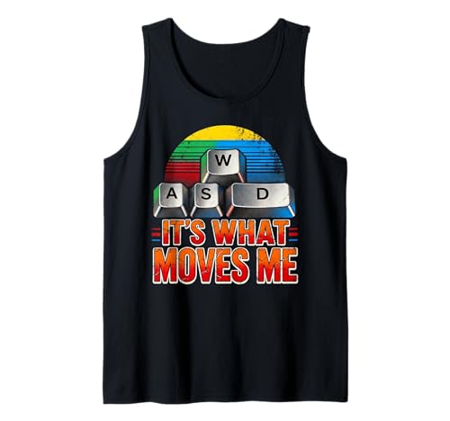 Men Boys Kids Funny PC Gamer Vintage WASD It's What Moves Me Tank Top von Video Games Lover Gamer PC Gaming Nerds Geeks