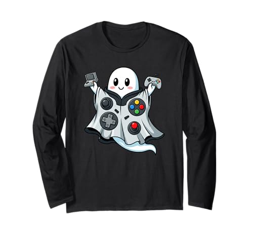 Videospiele Ghost Pumpkin Boo Halloween Kinder Herren Damen Langarmshirt von Video Games Lovers Halloween Ghost Pumpkin Outfits