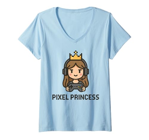 Damen Mädchen Gamers Video Damen Gaming Prinzessin Mädchen Gamer Mädchen T-Shirt mit V-Ausschnitt Damen Mädchen Gamers Video Damen Gaming Prinzessin Mädchen Gamer Mädchen T-Shirt mit V-Ausschnitt von Video Gamesgirls' Fashion Kawaii Gamer Girl Stuff