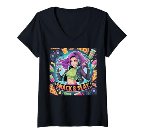 Damen Mädchen Gamers Video Damen Gaming Stuff für Mädchen Gamer Mädchen T-Shirt mit V-Ausschnitt Damen Mädchen Gamers Video Damen Gaming Stuff für Mädchen Gamer Mädchen T-Shirt mit V-Ausschnitt von Video Gamesgirls' Fashion Kawaii Gamer Girl Stuff