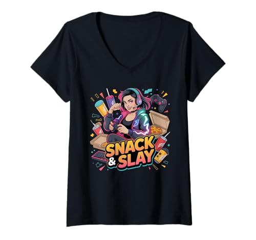 Damen Mädchen Gamers Video Damen Gaming Stuff für Mädchen Gamer Mädchen T-Shirt mit V-Ausschnitt Damen Mädchen Gamers Video Damen Gaming Stuff für Mädchen Gamer Mädchen T-Shirt mit V-Ausschnitt von Video Gamesgirls' Fashion Kawaii Gamer Girl Stuff