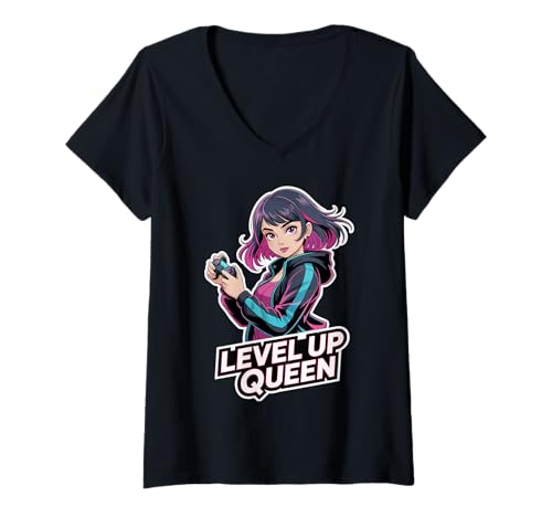 Damen Mädchen Gamers Video Damen Gaming Stuff für Mädchen Gamer Mädchen T-Shirt mit V-Ausschnitt von Video Gamesgirls' Fashion Kawaii Gamer Girl Stuff