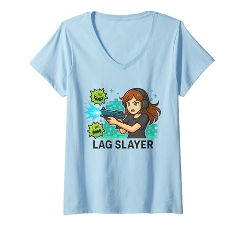 Damen Mädchen Gamers Video Damen Gaming Stuff für Mädchen Gamer Mädchen T-Shirt mit V-Ausschnitt von Video Gamesgirls' Fashion Kawaii Gamer Girl Stuff