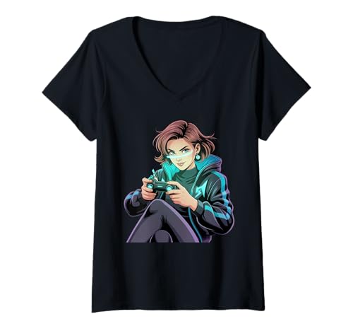 Damen Mädchen Gamers Video Damen Gaming Stuff für Mädchen Gamer Mädchen T-Shirt mit V-Ausschnitt Damen Mädchen Gamers Video Damen Gaming Stuff für Mädchen Gamer Mädchen T-Shirt mit V-Ausschnitt von Video Gamesgirls' Fashion Kawaii Gamer Girl Stuff