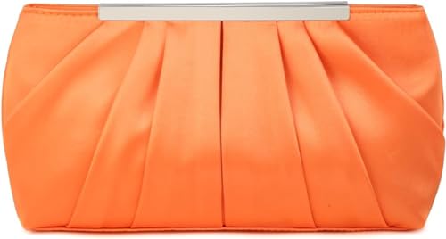 Vidfye Clutch-Handtasche für Damen, elegant, plissiert, Satin, Abendtasche, Clutch, Geldbörse, Handtasche für Abend, Abschlussball, Party, Hochzeit, Orange von Vidfye