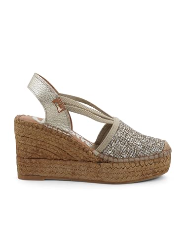 Vidorreta Espadrillas Glittered 18400GTT5T Damen Stoff Beige, beige, 37 EU von Vidorreta