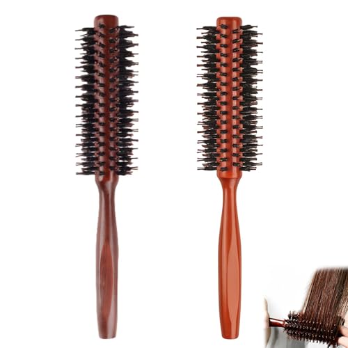 Kleine runde Bürste für kurzes Haar, Haarstyling-Bürsten-Set mit Nylonborsten, Lockenkamm zum Föhnen, runde Haarbürste für Männer und Frauen, für Bart, Pony, Volumen und Styling, 2 Stück von Vidsmow
