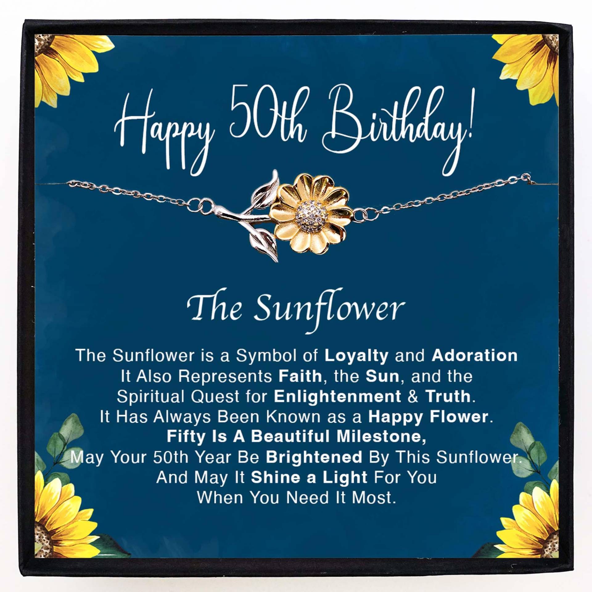 50. Geburtstagsgeschenk Sonnenblume Armband Spirituelles Geschenk Für Ihre Frauen Tochter Enkelin Nichte Bestie - Sterling Silber Schmuck von VieHandCraft