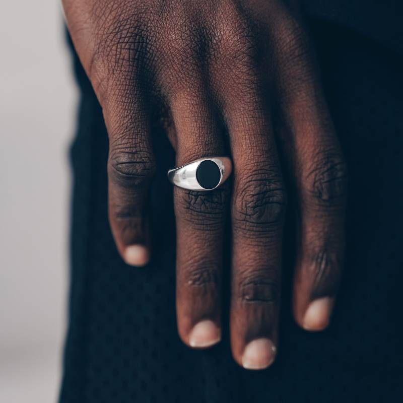 925 Silber Ring Eleganter Onyx Offener Schwarzer Siegel Edelstein Siegelring Herren Mit Schwarzem Stein von Vielring