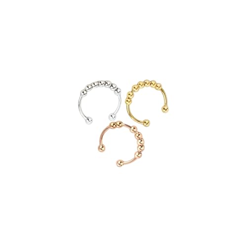 Anxiety Ring mit Perlen – Verstellbarer Anti Stress Ring – Anti Stress & Anti Angst Ring Edelstahl – Offener Perlen Ring – Beruhigungsring (Roségold) von Vielring