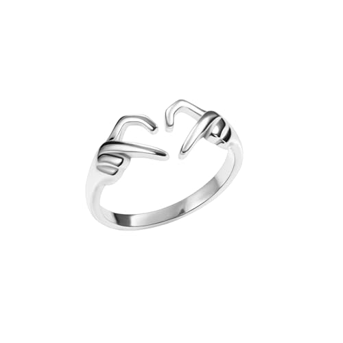 Finger Herz Ring Silber – Offener Ring – Umarmender Hände Freundschaft Ring – Zeigefinger Ring – Verstellbarer Herz Ring – 925 Sterling Silber – Geschenkidee von Vielring